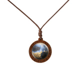 New Style Galaxy Nebula Necklaces Space Earth Glass Cabochon Wood Pendant Necklace Jewelry for Women Men Best Friend Gift