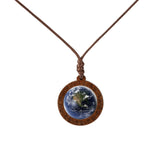 New Style Galaxy Nebula Necklaces Space Earth Glass Cabochon Wood Pendant Necklace Jewelry for Women Men Best Friend Gift