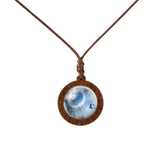 New Style Galaxy Nebula Necklaces Space Earth Glass Cabochon Wood Pendant Necklace Jewelry for Women Men Best Friend Gift