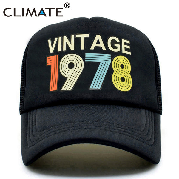 CLIMATE 1978 Cap Vintage 1978 Vintage Trucker Cap Men Retro 40th Birthday Gift Baseball Caps Black Cool Trucker Caps Hat for Men