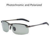 Al-Mg Alloy Photochromic Sunglasses Men Polarized Chameleon Glasses Change Color Sun Glasses Day Night Vision Driving Goggles