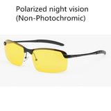 Al-Mg Alloy Photochromic Sunglasses Men Polarized Chameleon Glasses Change Color Sun Glasses Day Night Vision Driving Goggles