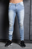 Skinny Jeans Men Ripped Black Cycle Striped Jeans Stretch Slim Fit Elastic Biker Jeans Male Big Size Ankle Tight Guys