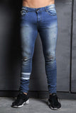 Skinny Jeans Men Ripped Black Cycle Striped Jeans Stretch Slim Fit Elastic Biker Jeans Male Big Size Ankle Tight Guys