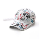 MISSKY 2019 New Unisex Women Men Hats Adjustable Black White Color Printing Graffiti All-matching Baseball Cap For Male Female