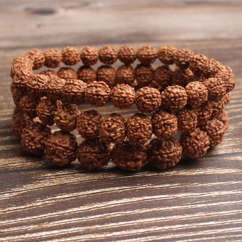 LingXiang 6/8/10mm Fashion natural Jewelry light tan rudraksha beads bracelet be fit for men and women  Accessories and amulets