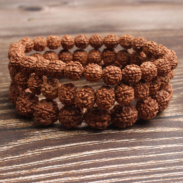 LingXiang 6/8/10mm Fashion natural Jewelry light tan rudraksha beads bracelet be fit for men and women  Accessories and amulets