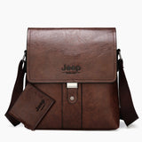 JEEP BULUO Men Shoulder Bag Set Big Brand Crossbody Business Messenger Bags For Man Fashion Casual pu Leather New Hot Salling
