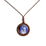 New Style Galaxy Nebula Necklaces Space Earth Glass Cabochon Wood Pendant Necklace Jewelry for Women Men Best Friend Gift