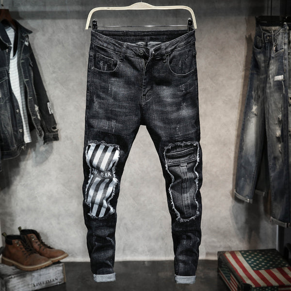 2019 High quality Cotton Jean Man Pants Vintage Hole Cool Trousers Guys Summer Europe America Style Ripped Jeans Men Size 28-36