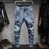2019 High quality Cotton Jean Man Pants Vintage Hole Cool Trousers Guys Summer Europe America Style Ripped Jeans Men Size 28-36
