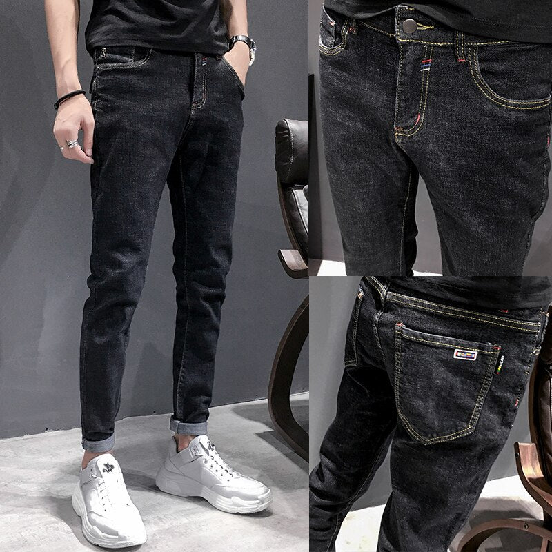 2019 Spring and Summer Casual Trend New Spirit Guy Men's Pants Trend Slim Feet Jeans Men Comfortable Loose Stretch Pants
