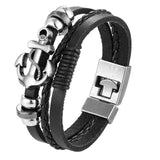 2019 Newest Design High Quality Multi-layer Leather Bracelets Charm Men Anchor Bracelet Jewelry Party Fine Gift Male Pulseira