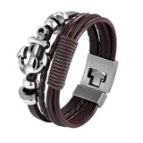 2019 Newest Design High Quality Multi-layer Leather Bracelets Charm Men Anchor Bracelet Jewelry Party Fine Gift Male Pulseira