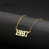 Special Date Old English Number Necklaces 1999 Birthday Gift Personalized Birth Year 1980-2019 Chokers Women Men Custom Jewelry