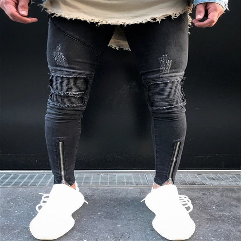 Vintage Hole Cool Trousers Guys autumn winter Europe America Style Cotton Jean Men's Denim Pants ripped jeans Male dropshipping