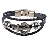 2019 Newest Design High Quality Multi-layer Leather Bracelets Charm Men Anchor Bracelet Jewelry Party Fine Gift Male Pulseira