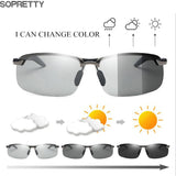 Al-Mg Alloy Photochromic Sunglasses Men Polarized Chameleon Glasses Change Color Sun Glasses Day Night Vision Driving Goggles