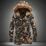 New Hot Men Camouflage Hooded Coats Camo Casual Parkas Outerwear Faux Fur Collar Warm Jacket YAA99