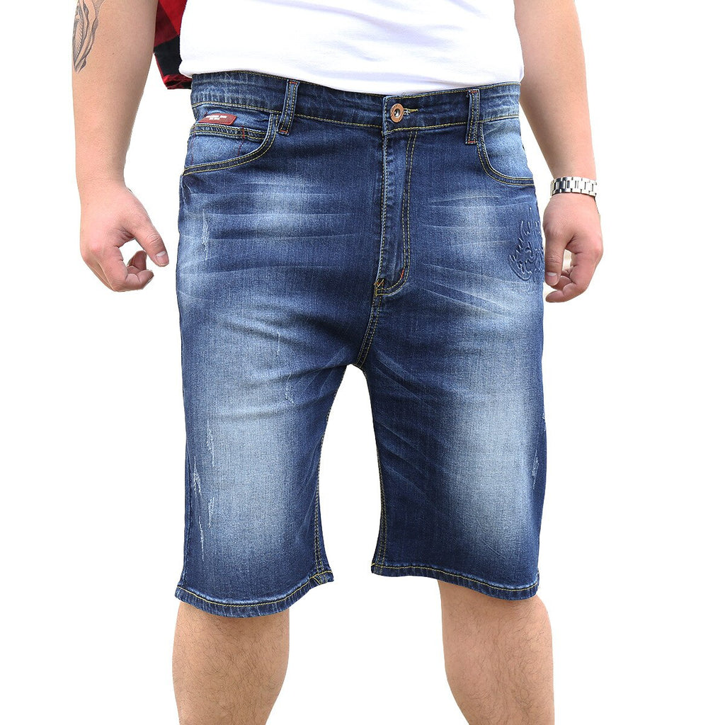2019 fat guy chubby men jeans plus size denim shorts trend fat large size jeans man