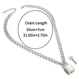 Punk chain with lock necklace for women men padlock pendant necklace 2019 statement  gothic cool  fashion jewelry