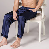 Oeak Men's Fashion Solid Color Loose Slim Fit Satin Pajama Pants New Comfortable Breathable Soft Casual Pants