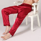 Oeak Men's Fashion Solid Color Loose Slim Fit Satin Pajama Pants New Comfortable Breathable Soft Casual Pants