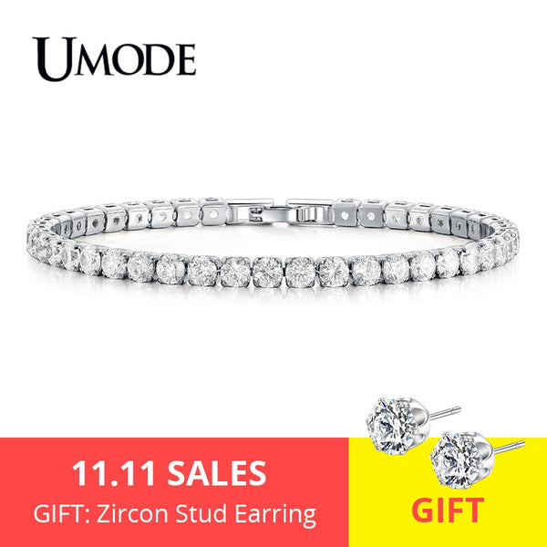 UMODE Fashion Charm Tennis Bracelets For Women Men Colorful Zirconia Jewelry Box Chain Braclets Gifts Pulseira Feminina AUB0097