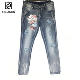 F.N.JACK  Mens Jeans Cool Guy Slim Straight Full Length Zip Fly Denim Pants for man