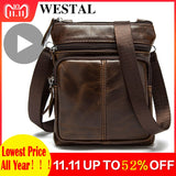 Westal Shoulder Messenger Women Men Bag Genuine Leather Office Work Business Briefcase For Handbag Male Female Portafolio Retro