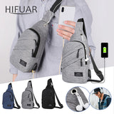 Men Waterproof  Bags Fashion Outdoor Male Crossbody Bag with  Interface Fashion Sports  Packs Anti-theft