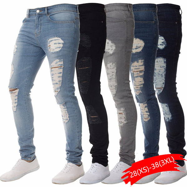 Men's Cotton Jean Vintage Hole Cool Trousers For Guys 2019 Summer Europe America Style Plus Size 3XL Casual Ripped Jeans Male