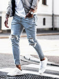 EVES Korean Style Jean Men's Pants Blue Knee Hole Cool Trousers Hombre for Guys 2019 Summer Zipper Fly Ripped Jeans Male