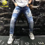 F.N.JACK 2019 New Arrival Mens Jeans Fashion Slim Fit Jeans Men Stylish Ripped Denim Man Pants COOL GUY Zipper Fly