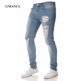 Dropshipping Skinny Jeans For Men Designer Distressed Stretch Brand Blue Biker Jeans Jogger Pants Ripped Slim Fit For Guys