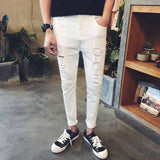URSPORTTECH Cotton Skinny Jeans Men Pencil Pants Hole Cool Trousers for Guys 2019 Summer Fashion Ripped Jeans for Men Plus Size