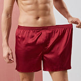 Summer Breathable Solid Color Shorts Elastic Waist Man Sleep Bottoms Silky Homme Boxers Lounge Sleepwear Nightwear