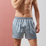 Summer Breathable Solid Color Shorts Elastic Waist Man Sleep Bottoms Silky Homme Boxers Lounge Sleepwear Nightwear