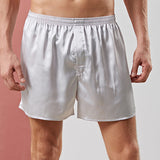 Summer Breathable Solid Color Shorts Elastic Waist Man Sleep Bottoms Silky Homme Boxers Lounge Sleepwear Nightwear