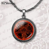 Vintage Ancient Devil Pentagram Symbol Handmade Jewelry Glass Picture Pendant Mens Necklaces Accessories