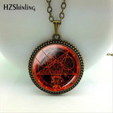 Vintage Ancient Devil Pentagram Symbol Handmade Jewelry Glass Picture Pendant Mens Necklaces Accessories