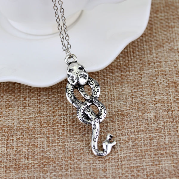 dongsheng Nagini Slytherin Necklaces Horcrux Voldemort Death Eater Snake Necklaces Vintage Silvery Dark Mark For Women Men-30