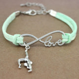 Gymnastics Gym Sports Heart Infinity Love Charm Bracelets Pink Blue Women Men Girl Boy Unisex Jewelry Gift 20 Colors to Choose