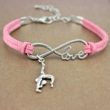 Gymnastics Gym Sports Heart Infinity Love Charm Bracelets Pink Blue Women Men Girl Boy Unisex Jewelry Gift 20 Colors to Choose