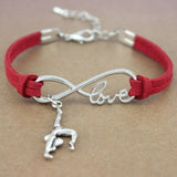 Gymnastics Gym Sports Heart Infinity Love Charm Bracelets Pink Blue Women Men Girl Boy Unisex Jewelry Gift 20 Colors to Choose