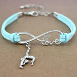 Gymnastics Gym Sports Heart Infinity Love Charm Bracelets Pink Blue Women Men Girl Boy Unisex Jewelry Gift 20 Colors to Choose