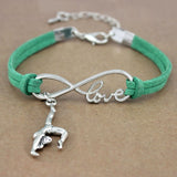 Gymnastics Gym Sports Heart Infinity Love Charm Bracelets Pink Blue Women Men Girl Boy Unisex Jewelry Gift 20 Colors to Choose