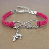 Gymnastics Gym Sports Heart Infinity Love Charm Bracelets Pink Blue Women Men Girl Boy Unisex Jewelry Gift 20 Colors to Choose