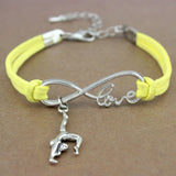 Gymnastics Gym Sports Heart Infinity Love Charm Bracelets Pink Blue Women Men Girl Boy Unisex Jewelry Gift 20 Colors to Choose