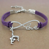 Gymnastics Gym Sports Heart Infinity Love Charm Bracelets Pink Blue Women Men Girl Boy Unisex Jewelry Gift 20 Colors to Choose